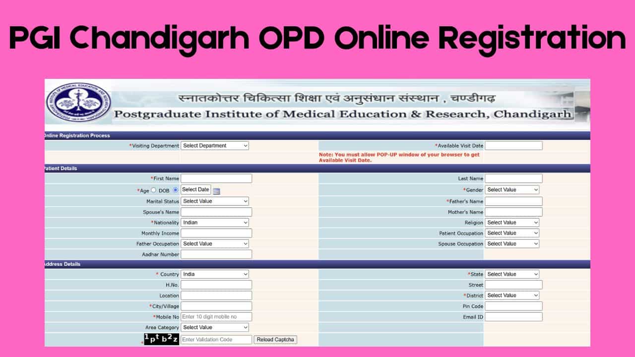 PGI Chandigarh OPD Online Booking